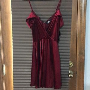 Lulus eyelash trim red velvet dress